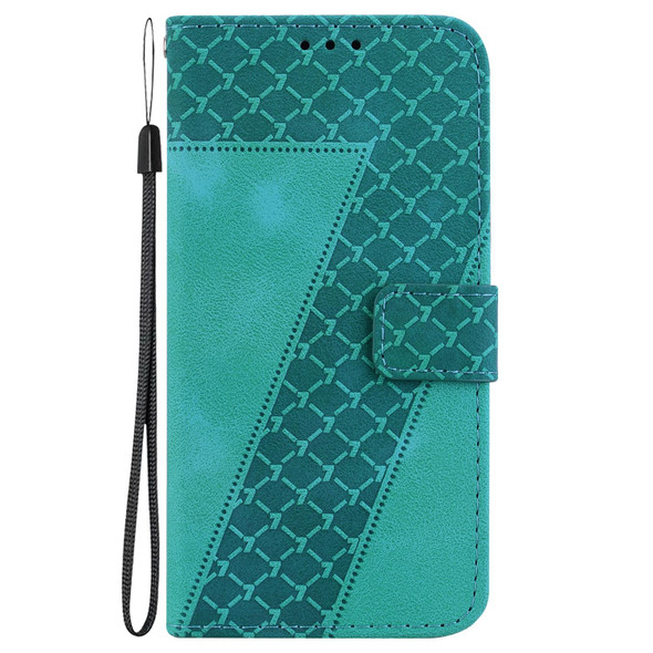 For Realme 10 Pro+ 7-shaped Embossed Leatherette Phone Case(Green)