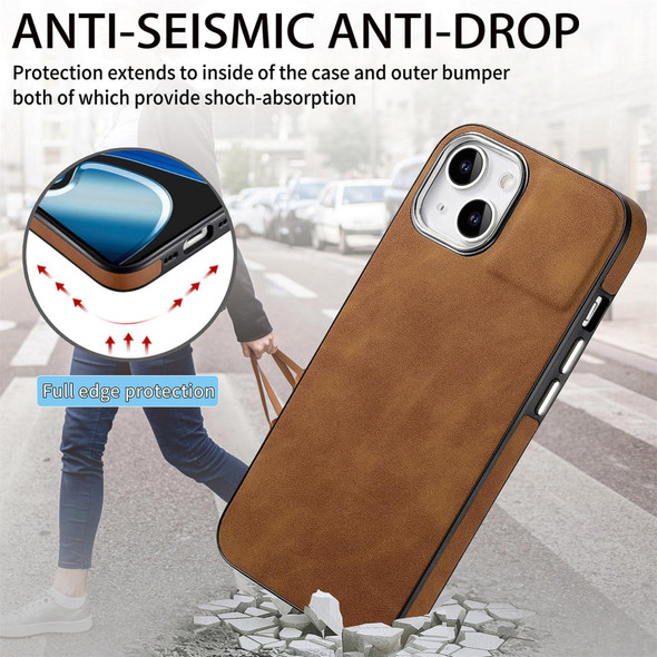 For iPhone 15 Skin-Feel Electroplating TPU Shockproof Phone Case(Brown)