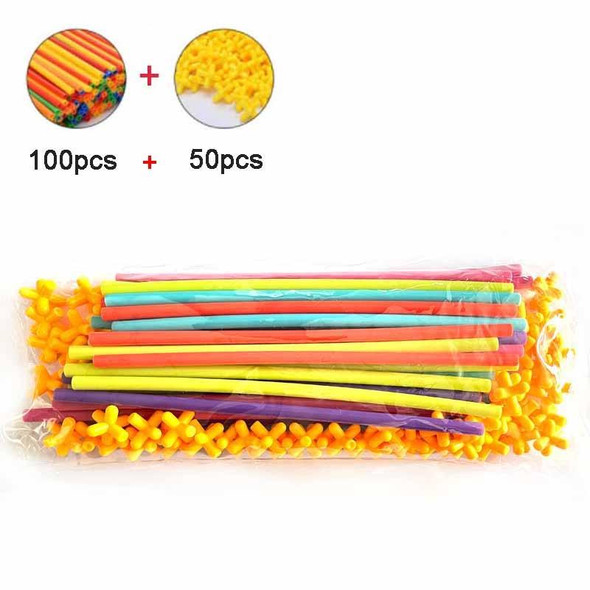 100pcs Pipe+50 Connectors DIY Plastic 4D Straw Building Blocks Joint Funny Development Toys