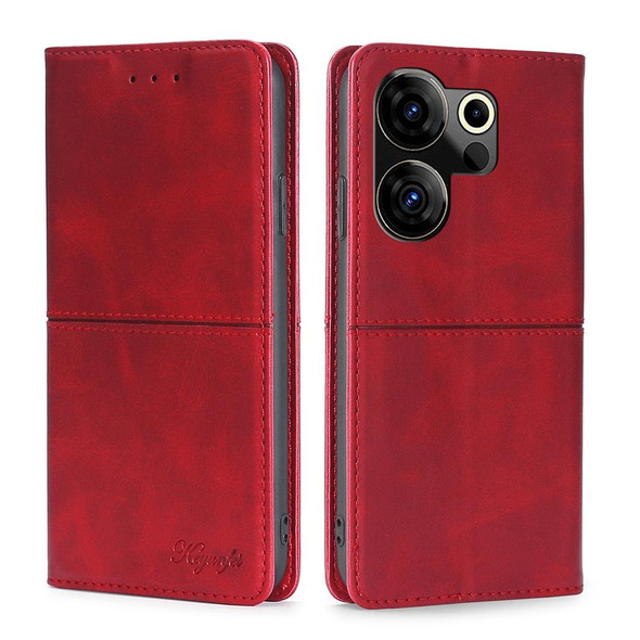 For Tecno Camon 20 Premier 5G Cow Texture Magnetic Leatherette Phone Case(Red)