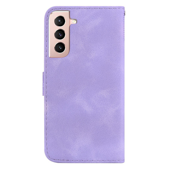 For Samsung Galaxy S21 5G 7-shaped Embossed Leatherette Phone Case(Purple)