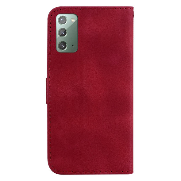 For Samsung Galaxy Note20 7-shaped Embossed Leatherette Phone Case(Red)