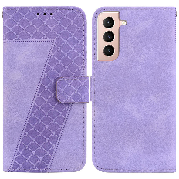 For Samsung Galaxy S21+ 5G 7-shaped Embossed Leatherette Phone Case(Purple)