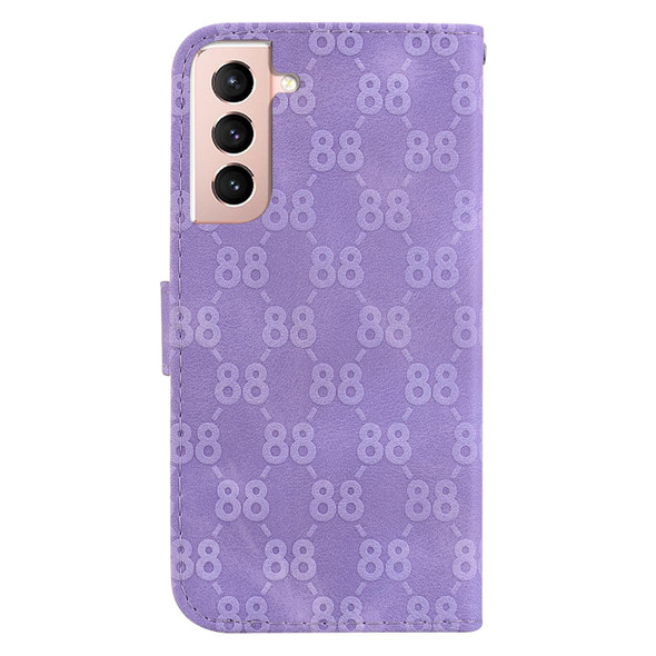 For Samsung Galaxy S21 Ultra 5G Double 8-shaped Embossed Leatherette Phone Case(Purple)