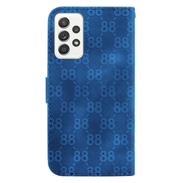 For Samsung Galaxy S21 5G Double 8-shaped Embossed Leatherette Phone Case(Blue)