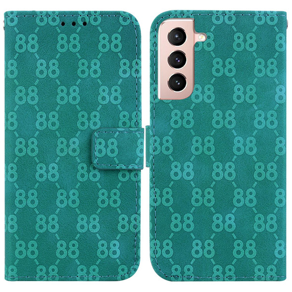 For Samsung Galaxy S21 Ultra 5G Double 8-shaped Embossed Leatherette Phone Case(Green)