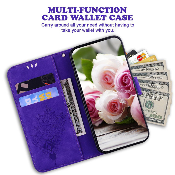 For OnePlus Nord CE 3 Lite/Nord N30 Butterfly Rose Embossed Leatherette Phone Case(Purple)