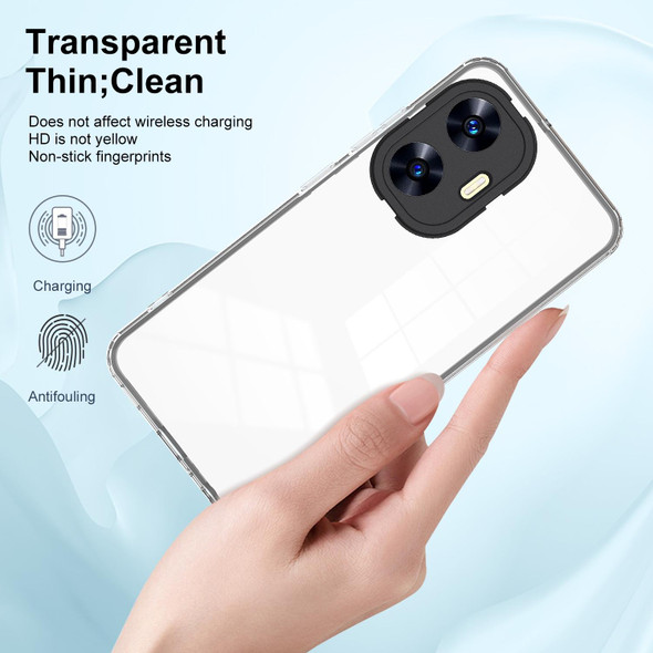 For Realme C55 3 in 1 Clear TPU Color PC Frame Phone Case(Black)