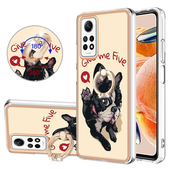 For Xiaomi Redmi Note 12 Pro 4G Global Electroplating Dual-side IMD Phone Case with Ring Holder(Lucky Dog)