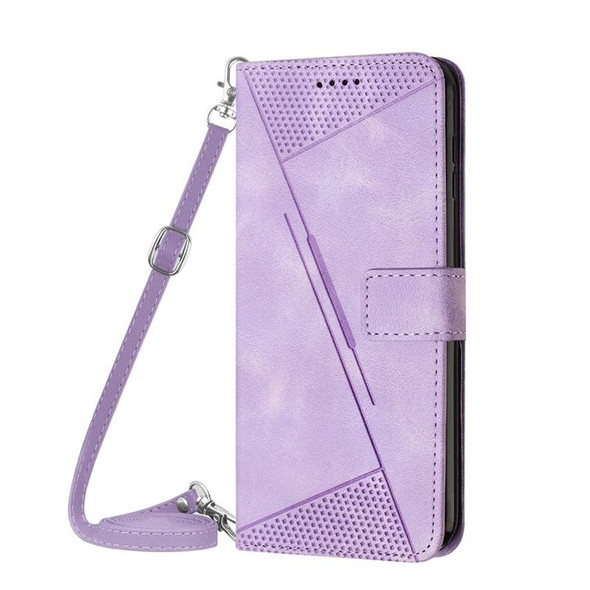 For Samsung Galaxy S21 5G Dream Triangle Leatherette Phone Case with Lanyard(Purple)