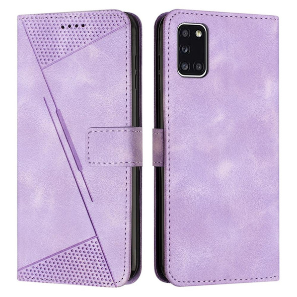 For Samsung Galaxy A31 Dream Triangle Leatherette Phone Case with Lanyard(Purple)