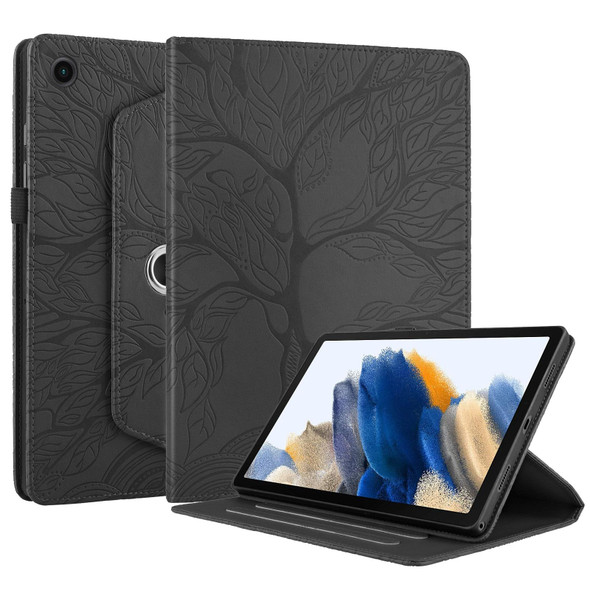 For Lenovo Tab M10 Plus 10.6 3rd Gen Tree Life Embossed Rotation Leatherette Smart Tablet Case(Black)