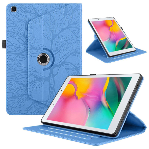 For Samsung Galaxy Tab A 8.0 2019 / T290 Tree Life Embossed Rotation Leatherette Tablet Case(Blue)