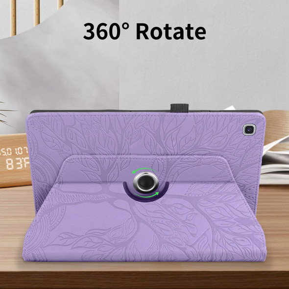 For Samsung Galaxy Tab A 8.0 2019 / T290 Tree Life Embossed Rotation Leatherette Tablet Case(Purple)
