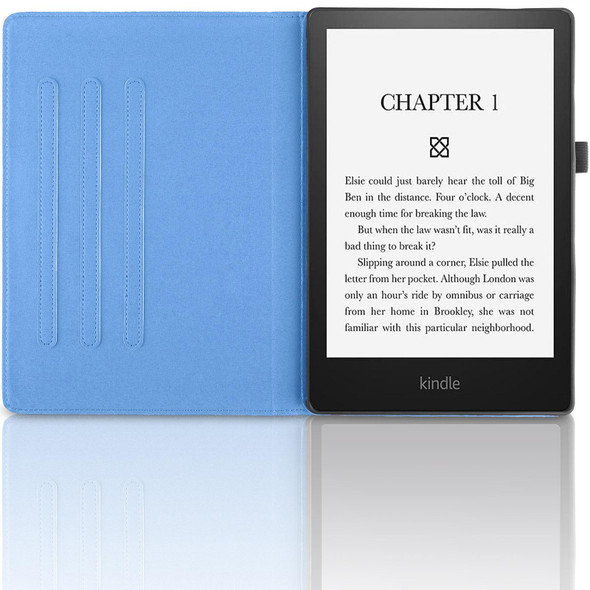 For Amazon Kindle Paperwhite 5 Tree Life Embossed Rotation Leatherette Smart Tablet Case(Blue)