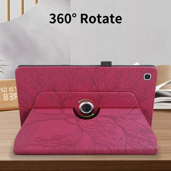 For Samsung Galaxy Tab A 8.0 2019 / T290 Tree Life Embossed Rotation Leatherette Tablet Case(Red)
