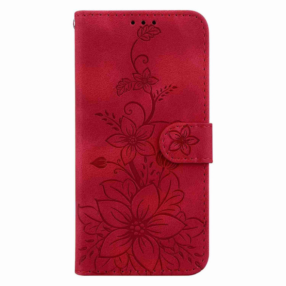 For ZTE Blade A72 / V40 Vita Lily Embossed Leather Phone Case(Red)