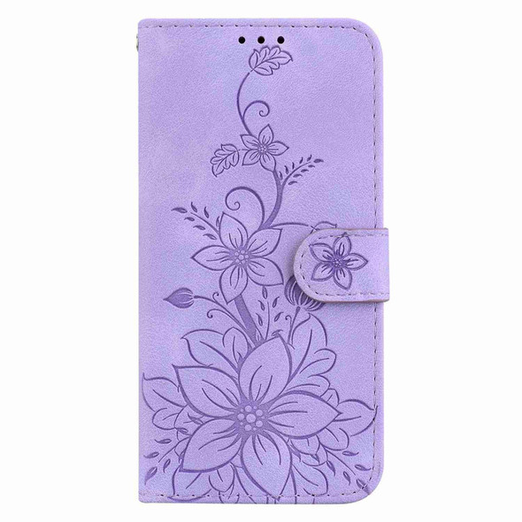 For Sony Xperia 5 III Lily Embossed Leatherette Phone Case(Purple)