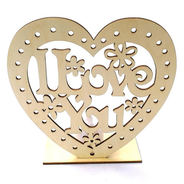 2 PCS Creative Heart Shaped Wooden Decoration Romantic Wooden Sign LED Candle Light(JM01455)