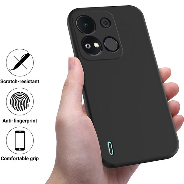 For itel A04 Pure Color Liquid Silicone Shockproof Phone Case(Black)