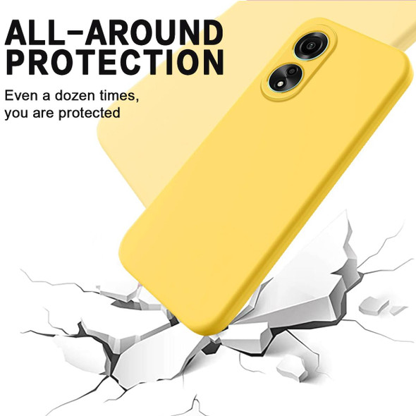 For OPPO A78 4G Pure Color Liquid Silicone Shockproof Phone Case(Yellow)