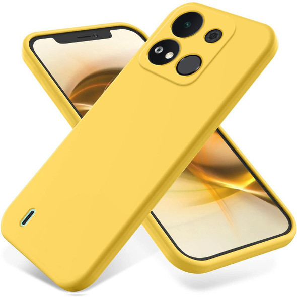 For itel A04 Pure Color Liquid Silicone Shockproof Phone Case(Yellow)