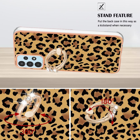 For Samsung Galaxy A23 5G / 4G Electroplating Dual-side IMD Phone Case with Ring Holder(Leopard Print)