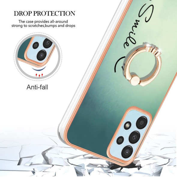 For Samsung Galaxy A52 5G / 4G Electroplating Dual-side IMD Phone Case with Ring Holder(Smile)