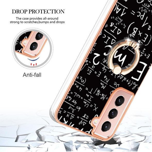 For Samsung Galaxy S21 5G Electroplating Dual-side IMD Phone Case with Ring Holder(Equation)