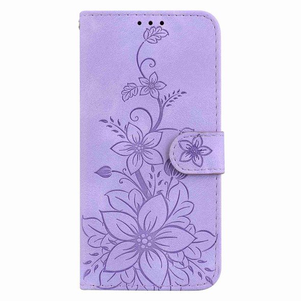 For Infinix Hot 11 2022 Lily Embossed Leatherette Phone Case(Purple)