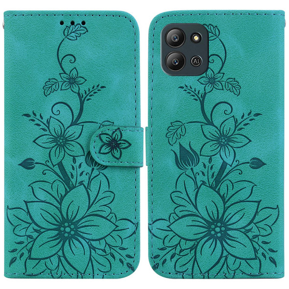 For Infinix Hot 11 2022 Lily Embossed Leatherette Phone Case(Green)