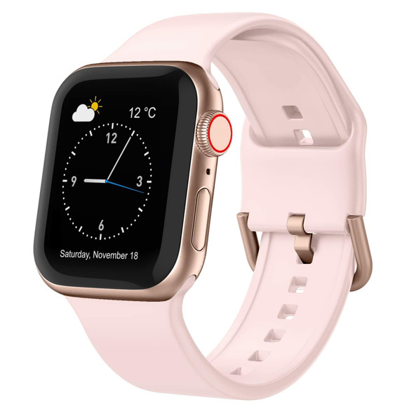 For Apple Watch 42mm Pin Buckle Silicone Watch Band(Pink Sand)