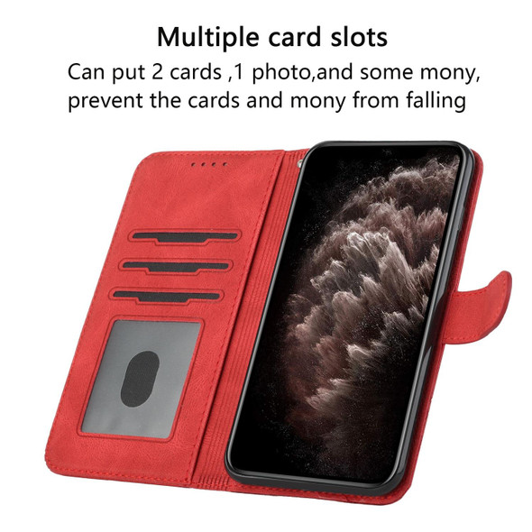 Cubic Skin Feel Flip Leatherette Phone Case - iPhone 13(Red)