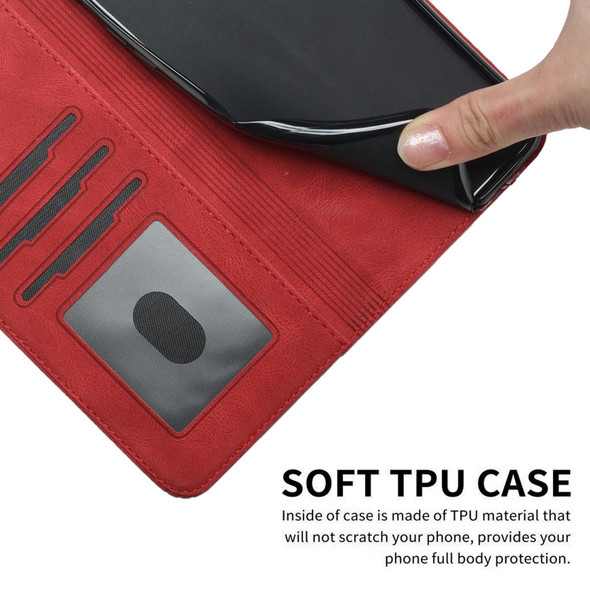 Cubic Skin Feel Flip Leatherette Phone Case - iPhone 13 mini(Red)