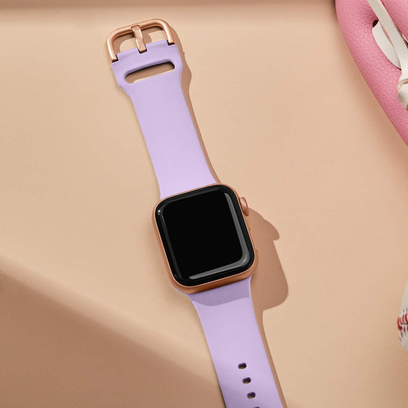 For Apple Watch 42mm Pin Buckle Silicone Watch Band(Lavender)