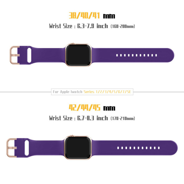 For Apple Watch 3 38mm Pin Buckle Silicone Watch Band(Purple)