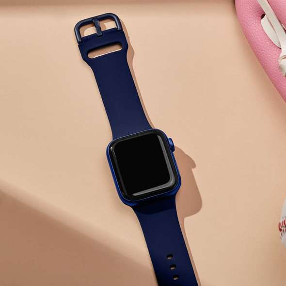 For Apple Watch 38mm Pin Buckle Silicone Watch Band(Midnight Blue)