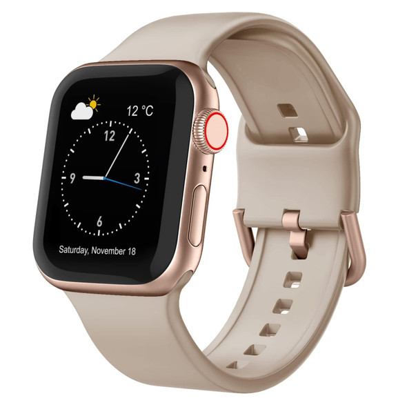 For Apple Watch 38mm Pin Buckle Silicone Watch Band(Milk Tea)