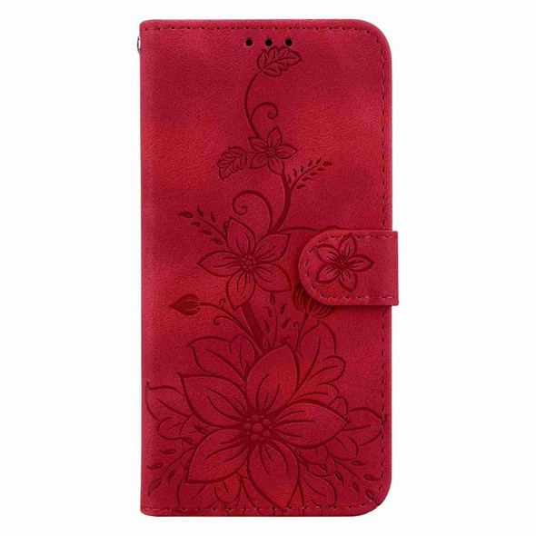 For Tecno Camon 19 Lily Embossed Leatherette Phone Case(Red)