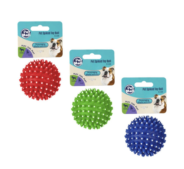 Spiked Vinyl Dog Toy Ball 6.5cm - Fun Pet Play Accessory