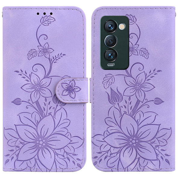 For Tecno Camon 18 Premier Lily Embossed Leatherette Phone Case(Purple)