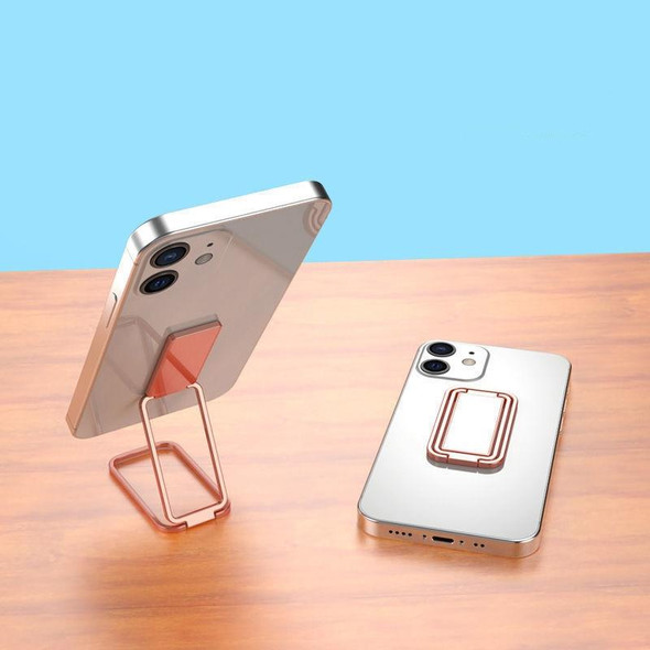 Square Folding Metal Holder Rotating Back Stick Desktop Phone Ring Holder(Rose Gold)