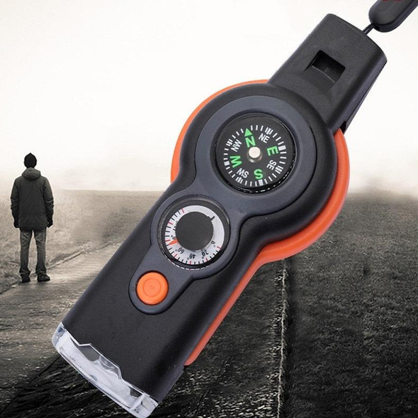 2 PCS 7 In 1 Multifunctional Field Survival Tool Compass Magnifying Glass Whistle