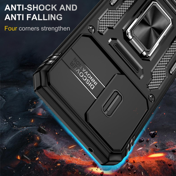 For Samsung Galaxy S23 FE 5G Armor PC + TPU Camera Shield Phone Case(Black)