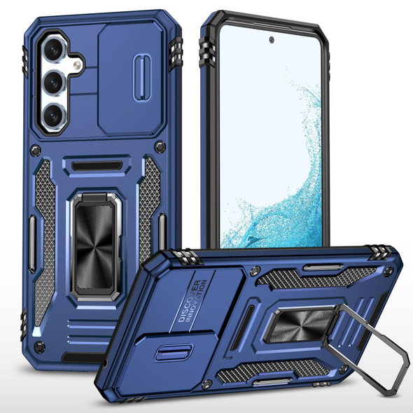 For Samsung Galaxy S23 FE 5G Armor PC + TPU Camera Shield Phone Case(Navy Blue)
