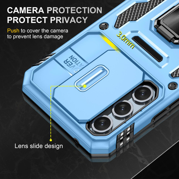 For Samsung Galaxy A54 Armor PC + TPU Camera Shield Phone Case(Light Blue)