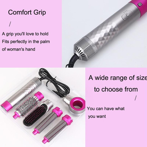 5 In 1 Hot Air Comb Automatic Curling Iron Curling & Straightening Hair Styling Comb Hair Dryer, Power: UK Plug