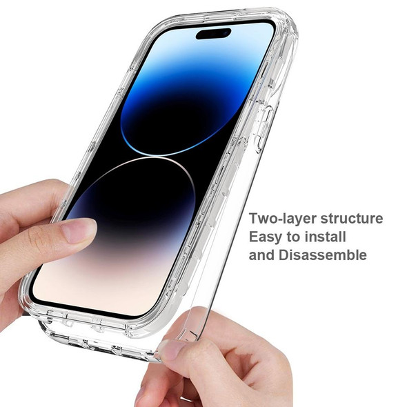 For iPhone 15 Full Body Shockproof Clear Gradient Phone Case(Blue)