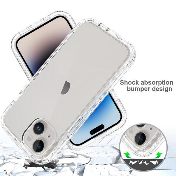 For iPhone 15 Full Body Shockproof Clear Gradient Phone Case(Blue)