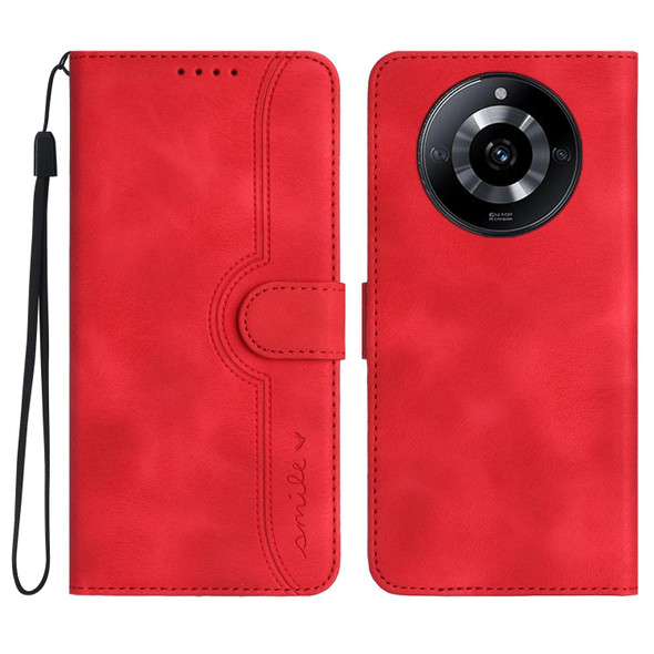 For Realme 11 Heart Pattern Skin Feel Leatherette Phone Case(Red)